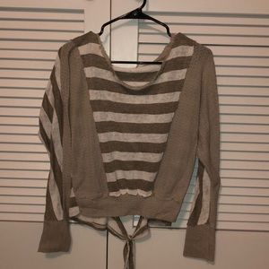 Grey and white open back sweater